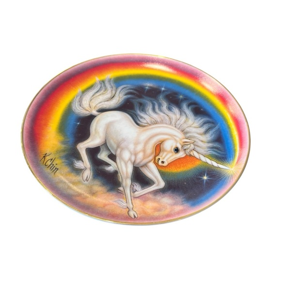 Vintage Other - Familiar Spirit Unicorn Rainbow Collector Plate Psychedelic 1332 Of 5000 Trippy
